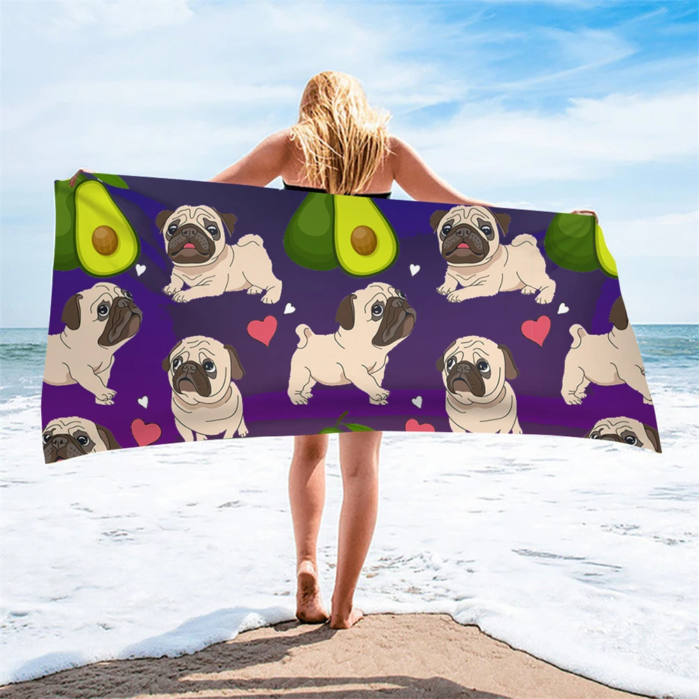 

Avocado Fruits Dog Print Beach Towel Sand Free Cute Quick Dry Bathroom Microfiber Bath Towels Absorbent Travel Camping Towel