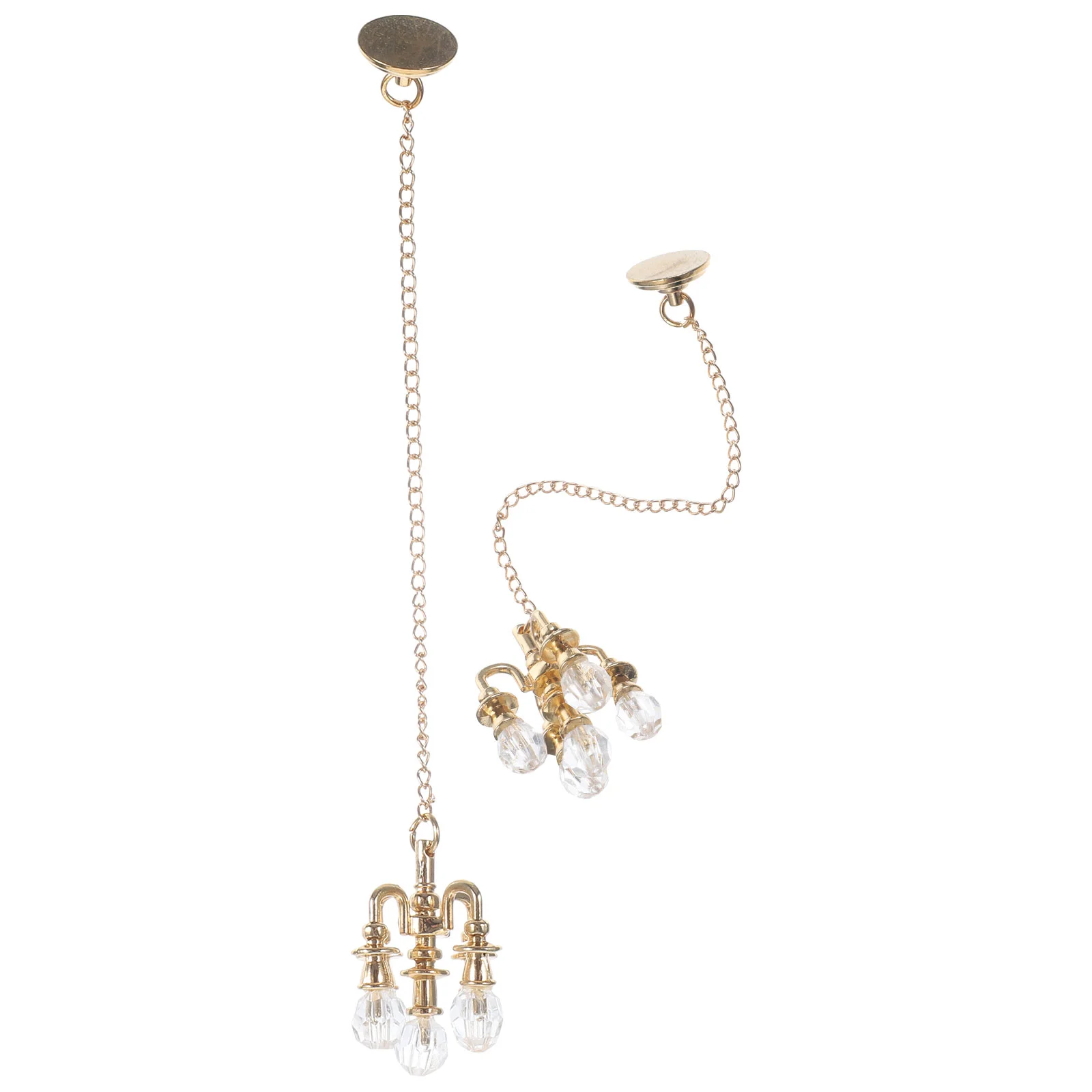 

2pcs Miniature Hanging Crystal Lamp Miniature Ceiling Pendant Light House Prop