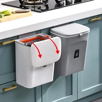 7l9l wall mounted trash can with lid kitchen waste bin cabinet door hanging trash bin for kitchen garbage bin with scraper