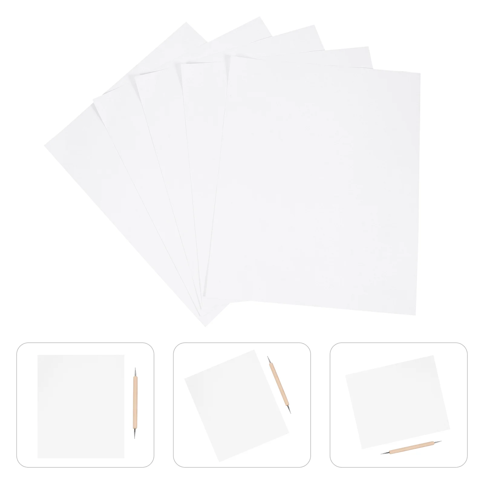 

10Pcs Transfer Paper with Embossing Stylus, Water- Soluble Tracing Paper for Transfer Pattern on Fabric, Wood, Cross Stitch