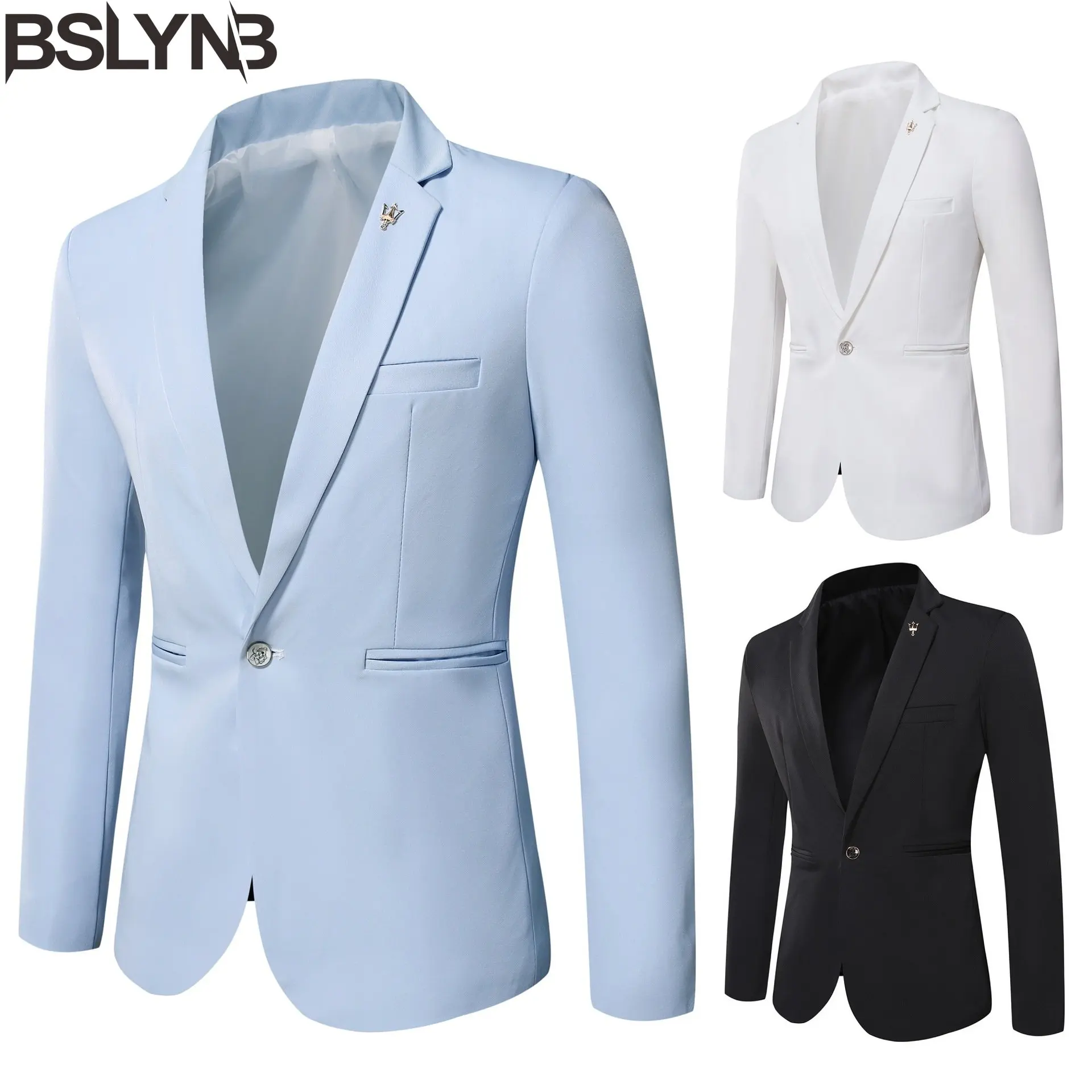 

Мужской деловой Блейзер высокого качества, модный джентльменский однотонный приталенный костюм, повседневный деловой Свадебный официальный пиджак