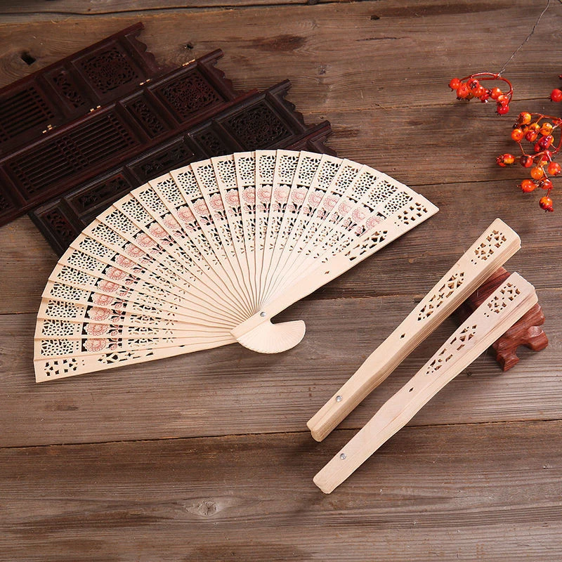 

1PC Fashion Wedding Hand Fragrant Party Carved Bamboo Folding Fan Chinese Wooden Fan Vintage Hollow Antiquity Folding Fan