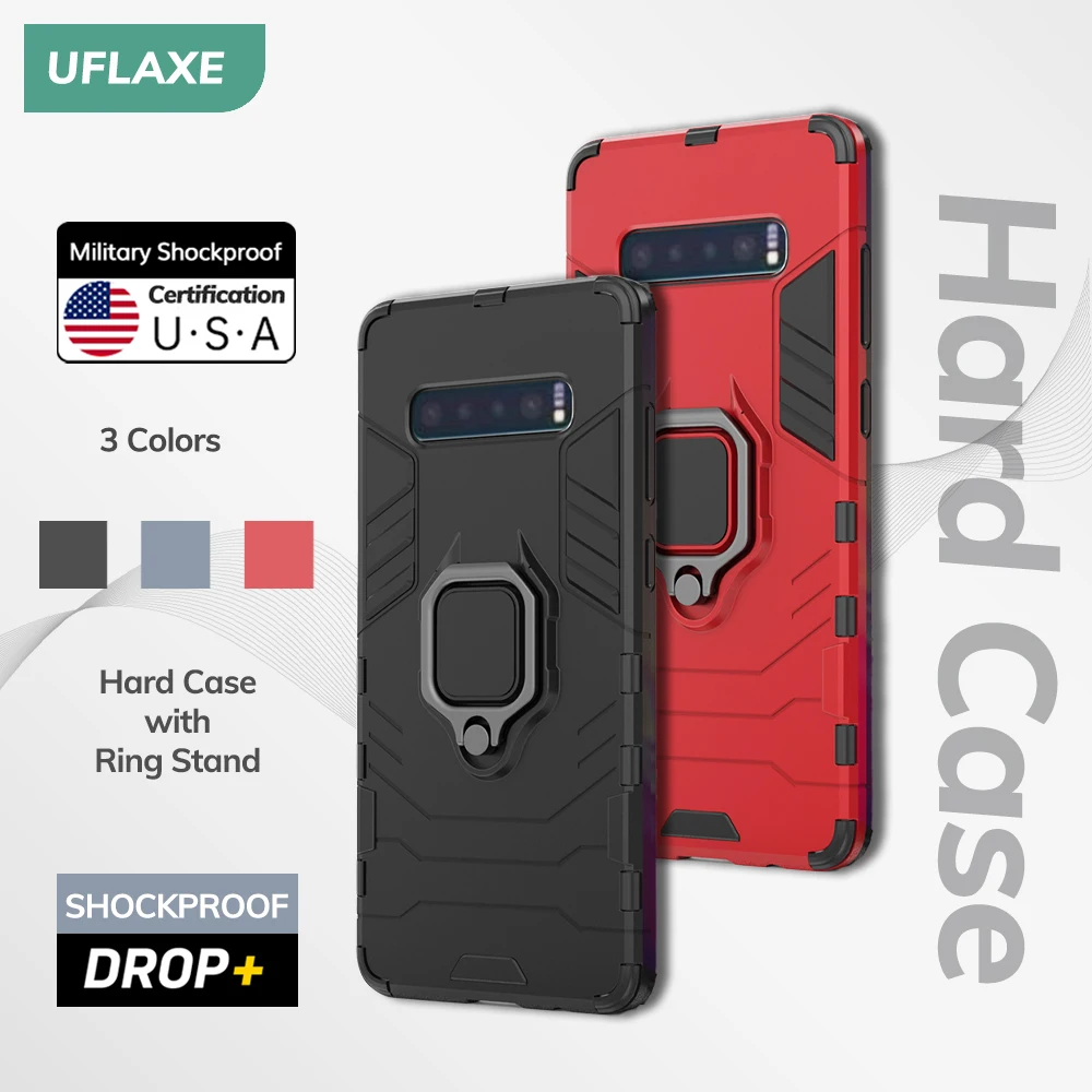 UFLAXE Original Shockproof Case for Samsung Galaxy S10 / S10 Plus / S10e / S10 Lite Back Cover Hard Casing with Ring Stand