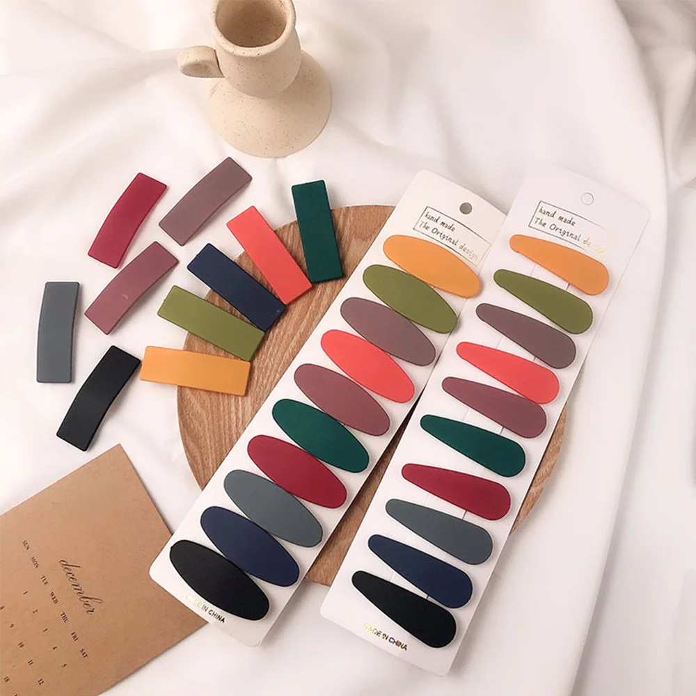 

Simple Women Macaron Morandi Colors Fashion 10Pcs/set BB Clips Hairpins Frosted Hair Clips Hair Accessories