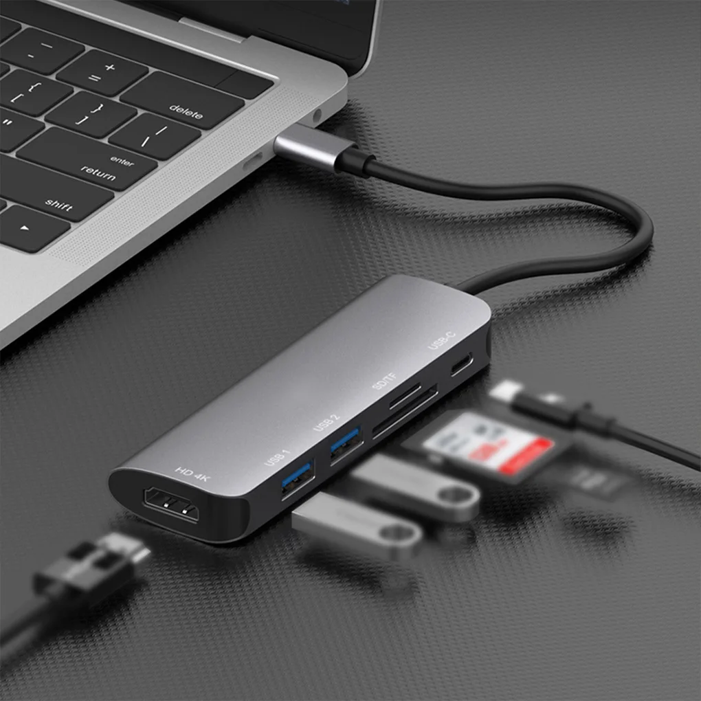 

4K Resolution HDMI-compatible Docking Station Home USB 2 0 Hub PD Card Reader Keyboard Adapter Computer Accessories