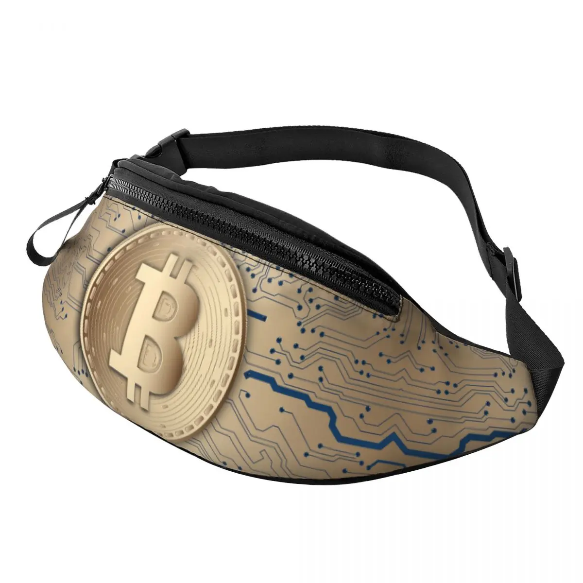 

Cool Bitcoin Motherboard CPU Circuit Board Fanny Pack for Running Women Men Btc Blockchain Crossbody Waist Bag Phone Money Pouch