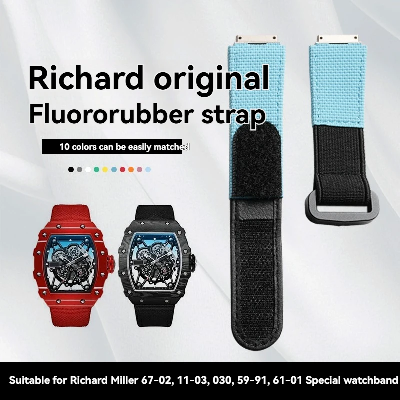 Фото Для часов Richard Mille RM07 RM011 RM030 RM67 RM35-01 RM035 RM055 RM24-04 RM67 Пользовательские резиновые ремешки FKM Эластичные нейлоновые ремешки №2