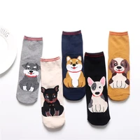 5 pairs new spring summer breathable soft lady casual socks hiphop cute funny cartoon dog cotton women socks dropshipping