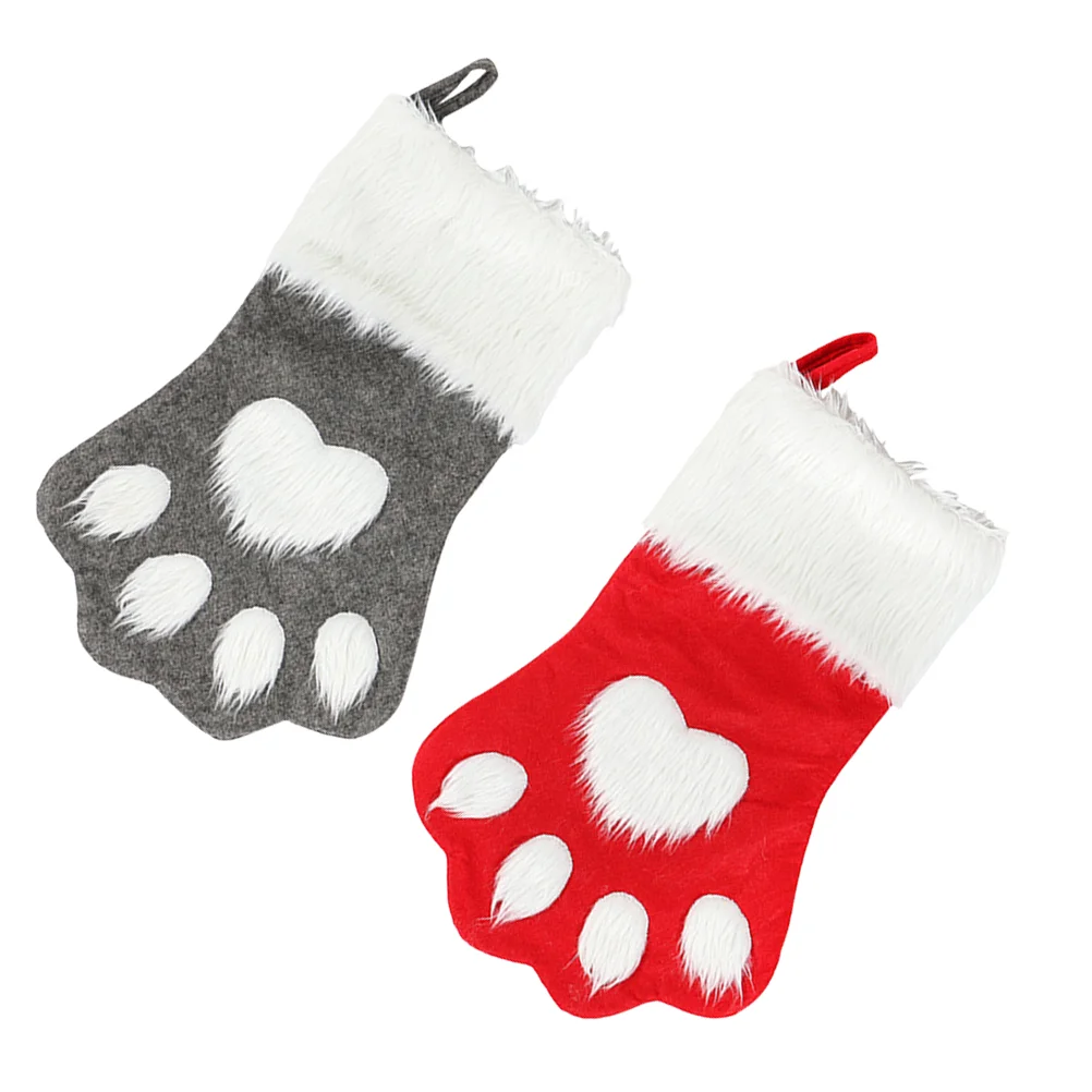 2 шт. подарочная сумка с рисунком собачьей лапы рождественская для конфет чулок