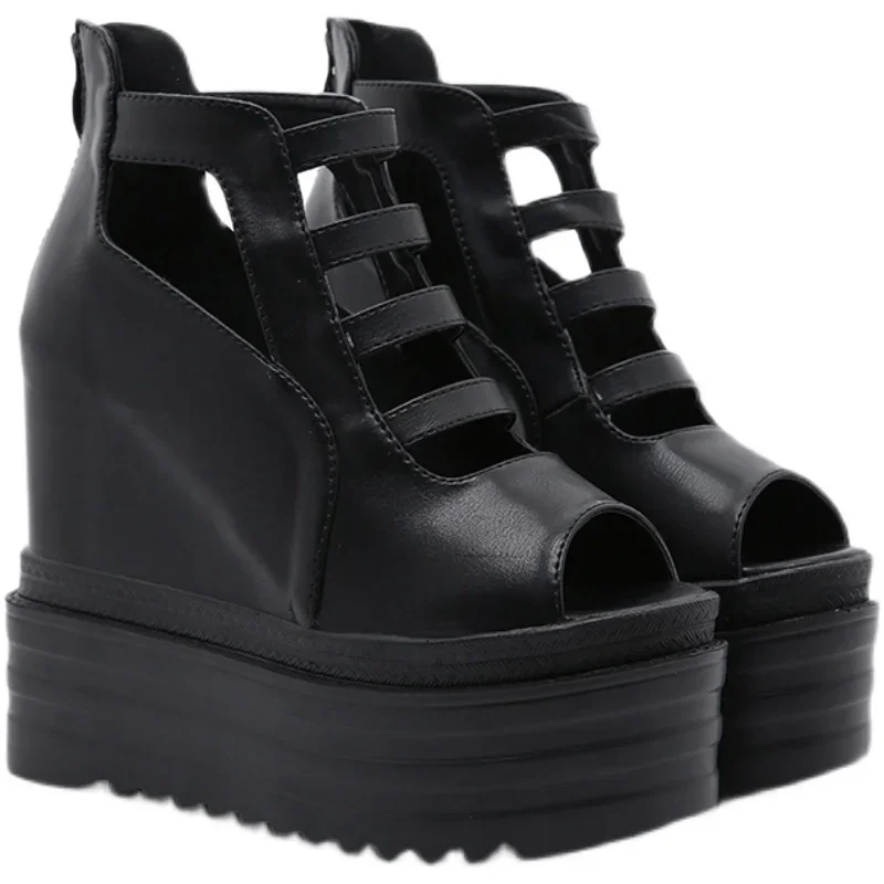 Сандалии женские сетчатые на высоком каблуке 14 см пикантные туфли со шнуровкой