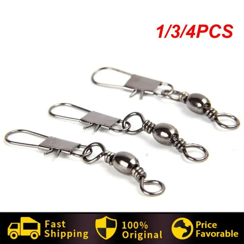 

1/3/4PCS MeredithLot Fishing Connector Pin Bearing Rolling Swivel Stainless Steel with Snap Fishhook Lure Tackle Accessorie