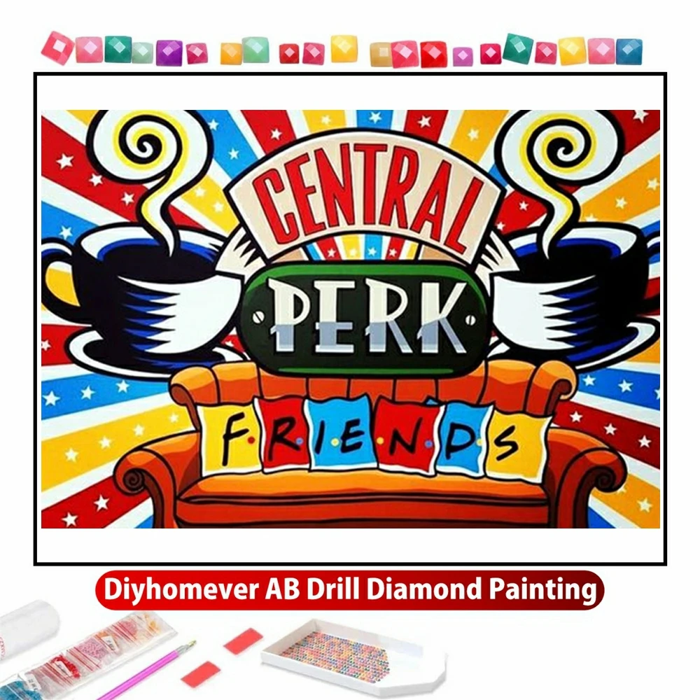 

Central Perk 5D DIY AB Diamond Painting Embroidery Friends TV Show Cross Stitch Kits Mosaic Picture Handicraft Home Decor Gift