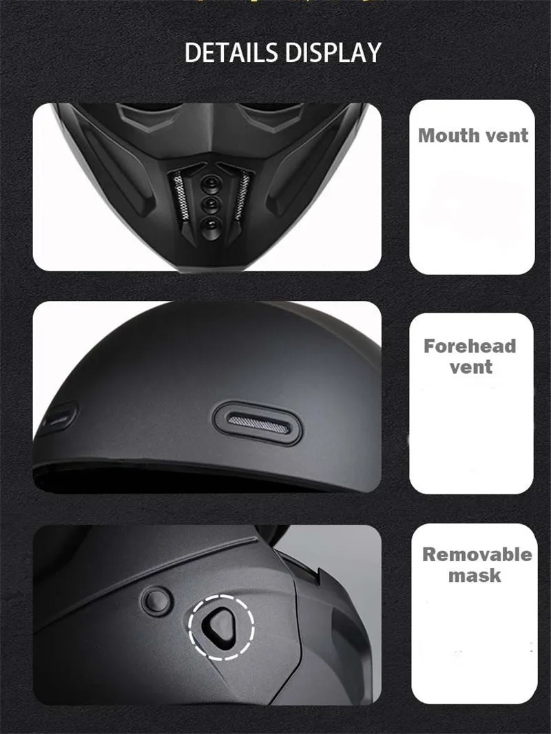 Motorcycle Racing Retro Motorcycle Helmet Black Warrior Combination Helmet Detachable Helmet Neutral Retro Motorcycle Helmet enlarge