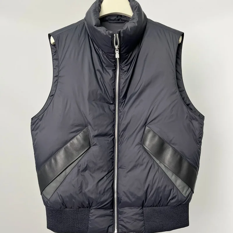 

High Street White Goose Down Patchwork Down Vest Jacket Windbreaker Streetwear Coat Techwear Traf Men and Women Clothing