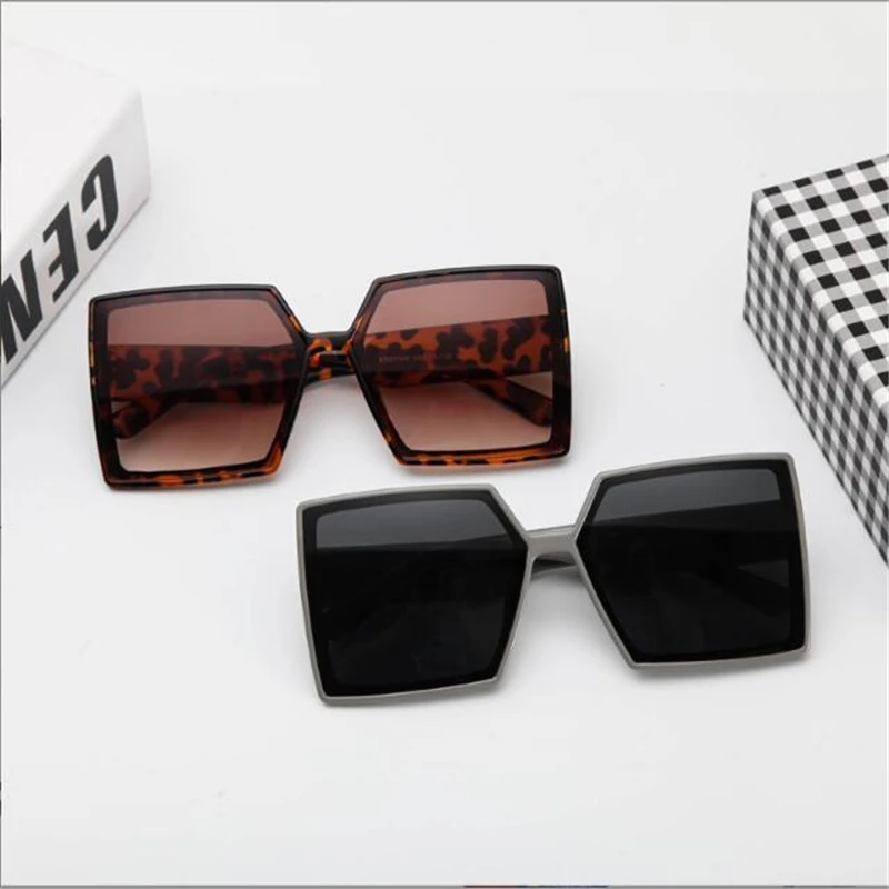 Солнцезащитные очки в большой коричневой оправе для женщин модные и толстые