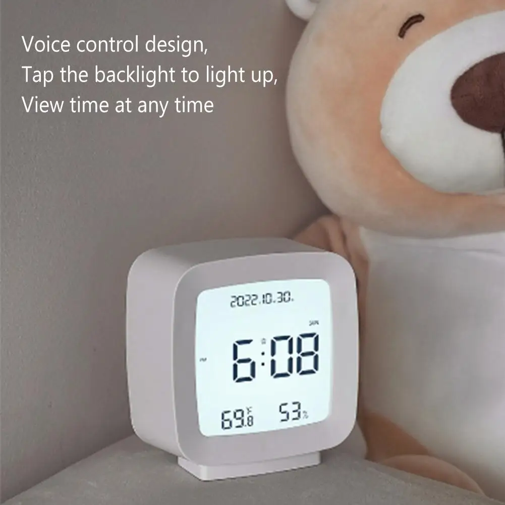 

【 Ready Stock 】Digital Alarm Clock Time Date Display Electronic Temperature Humidity Monitor For Bedroom Home Office Decor