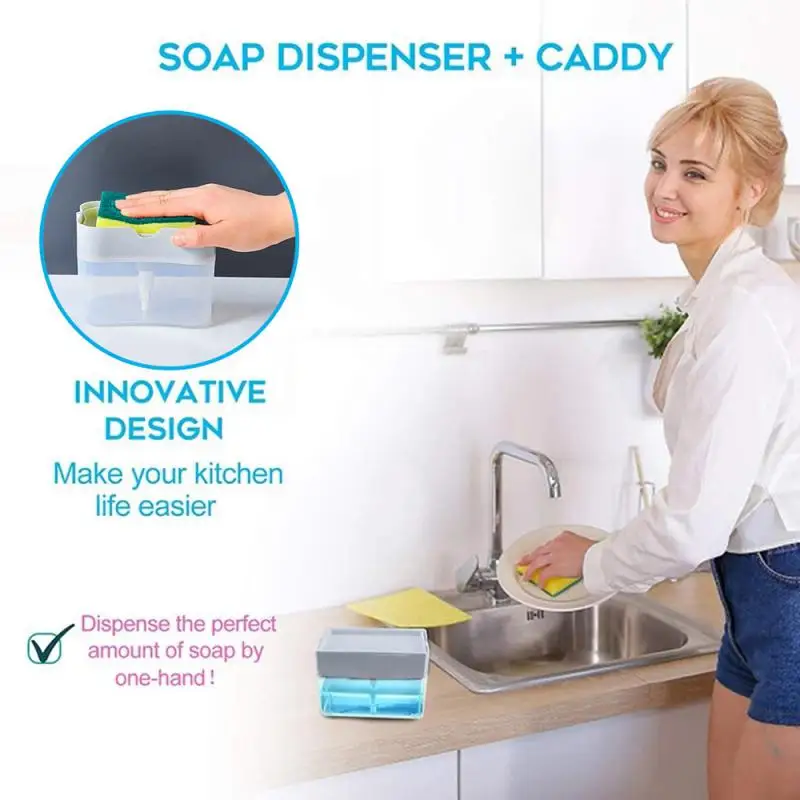 

Диспенсер для мыла с губкой, Ручной пресс, контейнер для жидкости, Ручной пресс, кухонный инструмент