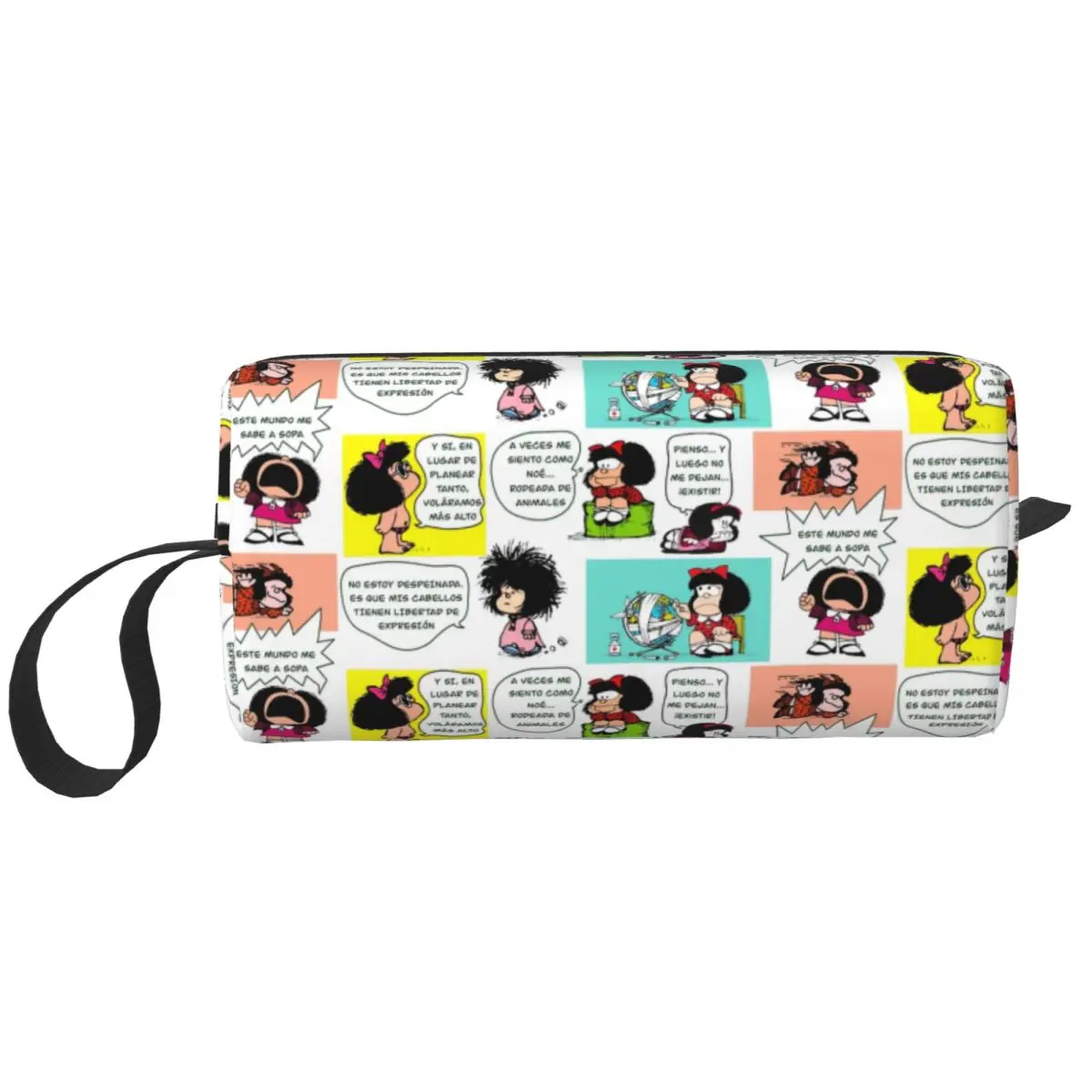 

Custom Manga Quino Mafalda Toiletry Bag for Women Kawaii Cartoon Cosmetic Makeup Organizer Lady Beauty Storage Dopp Kit Case
