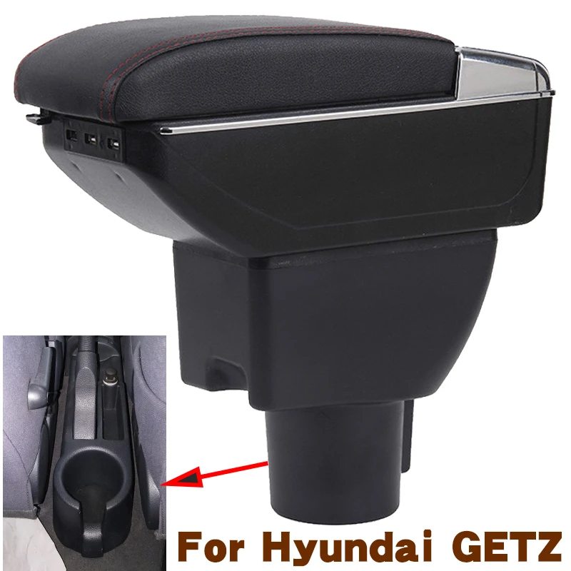 

Подлокотник для Hyundai Getz, центральный контейнер для хранения, декоративный аксессуар для стайлинга автомобиля с подстаканником USB
