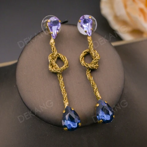 Серьги из меди с сапфиром и серьги-капли