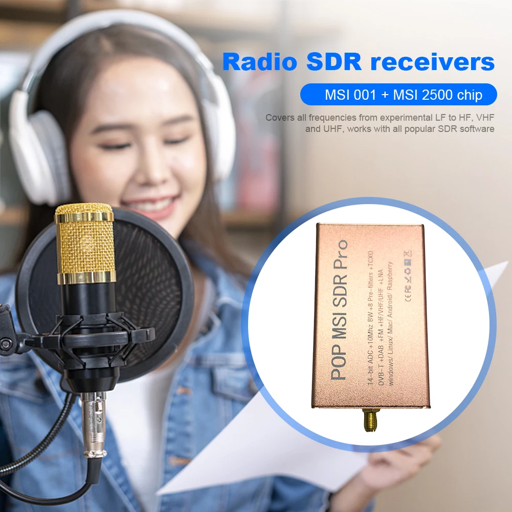 

POP MSI SDR Pro Software Defined Radios 10KHz-2GHz Wideband USB SDR Receiver 14Bit Compatible with SDRplay Driver & Software