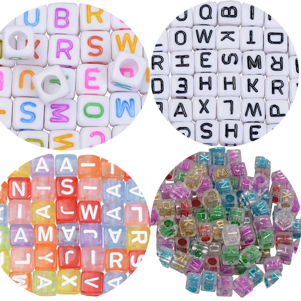 

200pcs/lot 6x6mm Square Acrylic Loose Letter Beads Children's Intellectual Enlightenment Education Bracelet Beaded Accessories