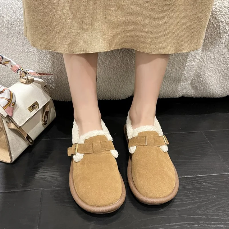 Winter Snow Boots Women Boots Flat Sole Non-slip Plush Warm Vintage Ladies Boots Bota Feminina Lightweight Slip-on Ankle Boots