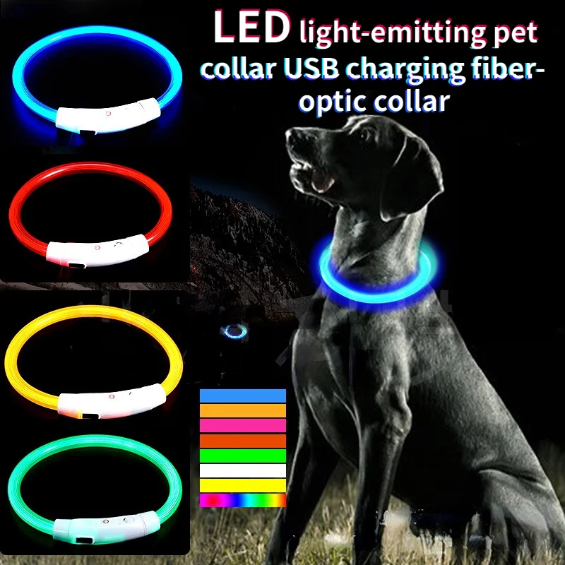

Universal Dog Accessories Lighted Pet Collar Night USB Rechargeable LED Light Small Large Pet Collar Personalized Pet Supplies