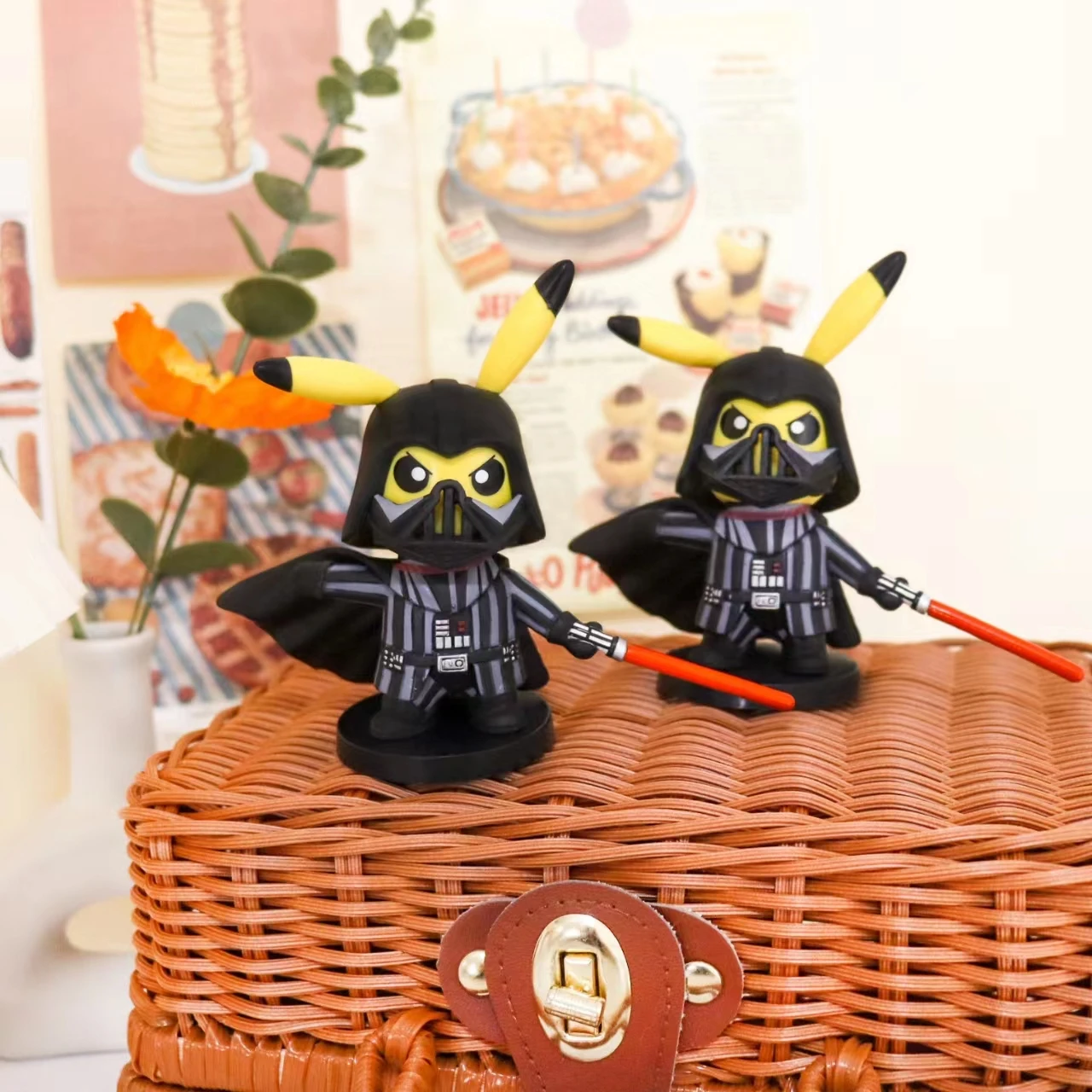 

Kawaii Pokemon 10cm Anime Figure Pikachu Cosplay Star Wars Black Warrior Darth Vader Cute Model Toy Room Decotation Kids Gift