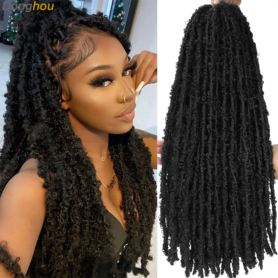 Donghou Butterfly Locs Crochet Hair 18 24 Inch 1- 6 Packs Light Weight Soft Butterfly Faux Locs Crochet Hair Twist Crochet Braid