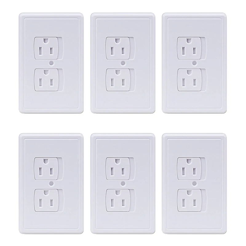 6-Pack Safety Self-Closing Outlet Covers Wall Socket Plate Automatic Sliding Cap Cover For Child Proofing Outlets