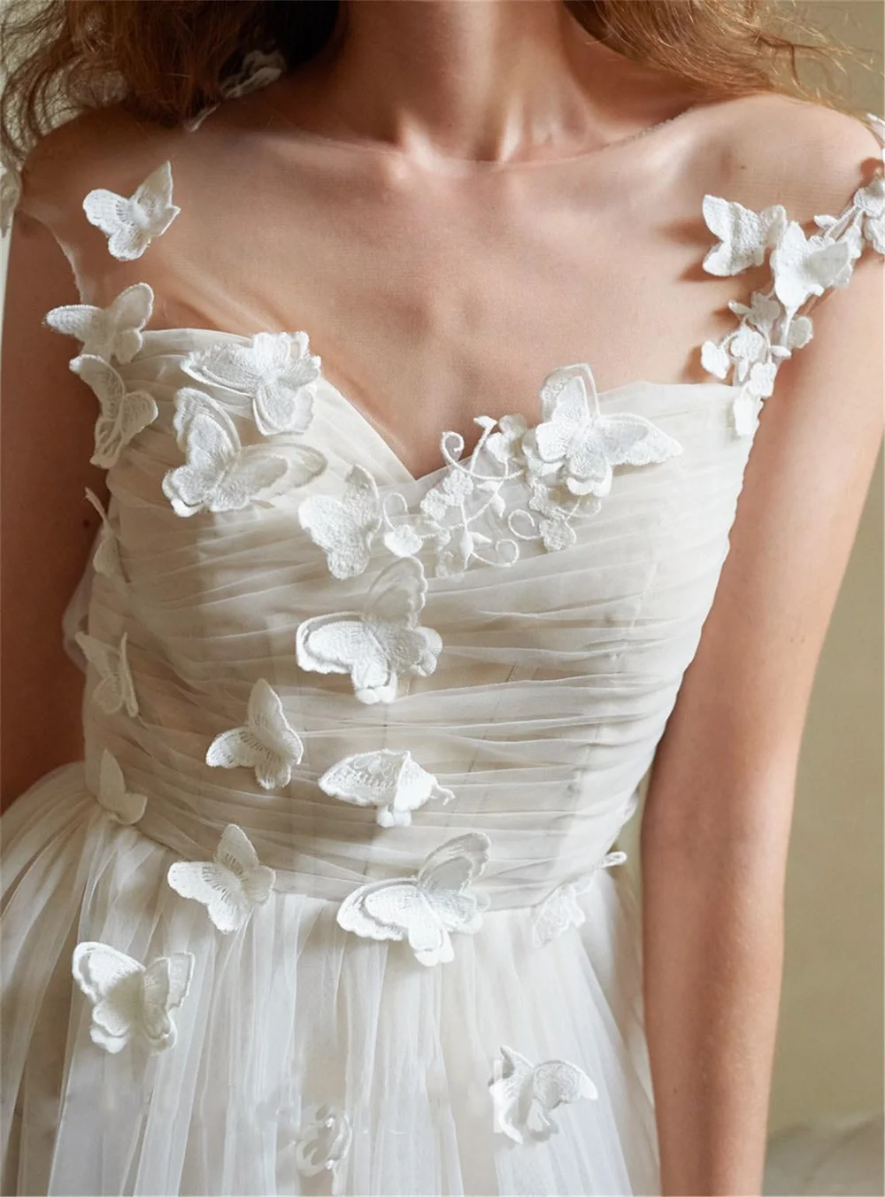 

Женское свадебное платье It's yiiya, белое ТРАПЕЦИЕВИДНОЕ ПЛАТЬЕ в стиле бохо с V-образным вырезом, открытой спиной и бабочками на лето 2022