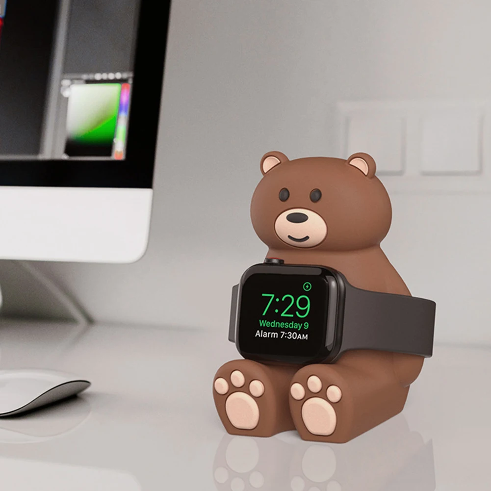 

Подставка для зарядного устройства с милым медведем, противоскользящая подставка для беспроводного зарядного устройства, органайзер для к...