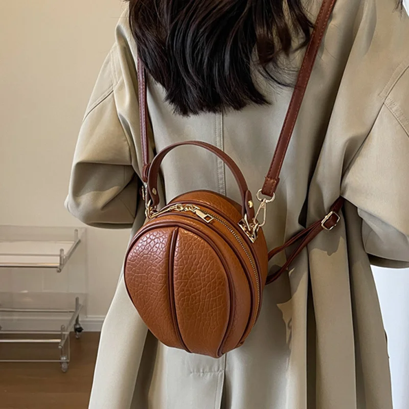 

New Luxury Designer High Quality Leather Women's Backpack Shoulder Bags New Solid Color Ball Shape Ladies Cute Small Backpacks