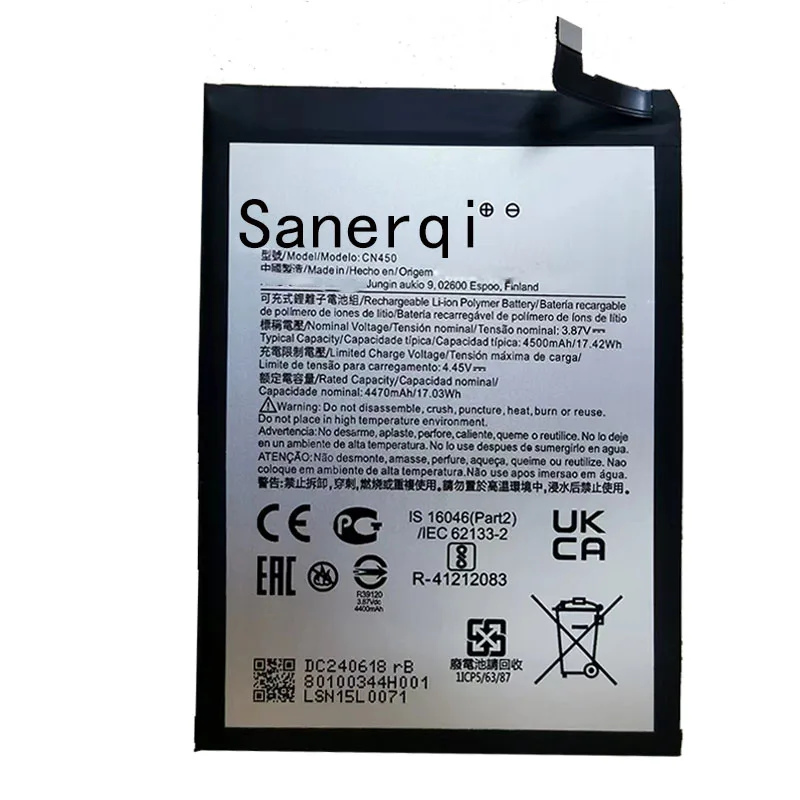 10 шт. высококачественные батареи 4500 мАч CN450 для Nokia G60 мобильный телефон TA-1490 TA-1481