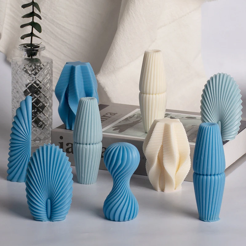 

Wave Stripe Column Silicone Candle Mould DIY Geometric Irregular Rotating Silicone Candle Mould Forms for Candles Silicon Molds