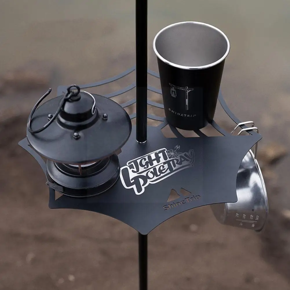 

Outdoor Camping Aluminum Alloy Folding Light Stand Blackened Plate Light Tray Table Lightweight Mini Hook I4f8