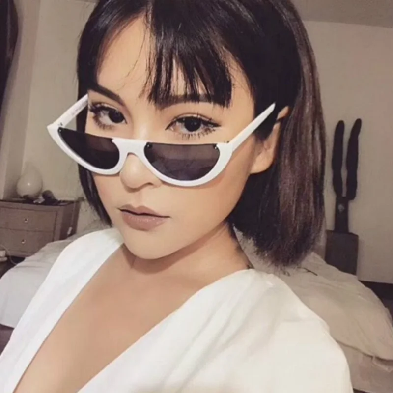 

2022 Fashion Cool Glasses Small Size Half Frame Cat Eye Sunglasses Women Eyewear Candy Colors Lens Lady Sun Glasses Mirror Gafas
