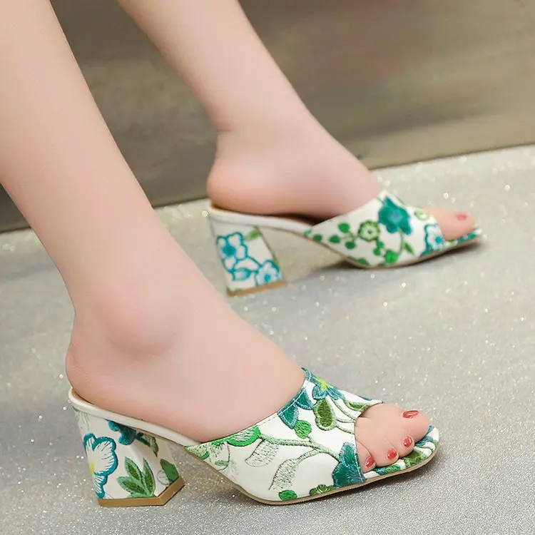 

Low Shoes Rome Basic PU Fabric Hoof Heels Rubber Shoes Low PU Basic Rubber Rome Hoof Heels