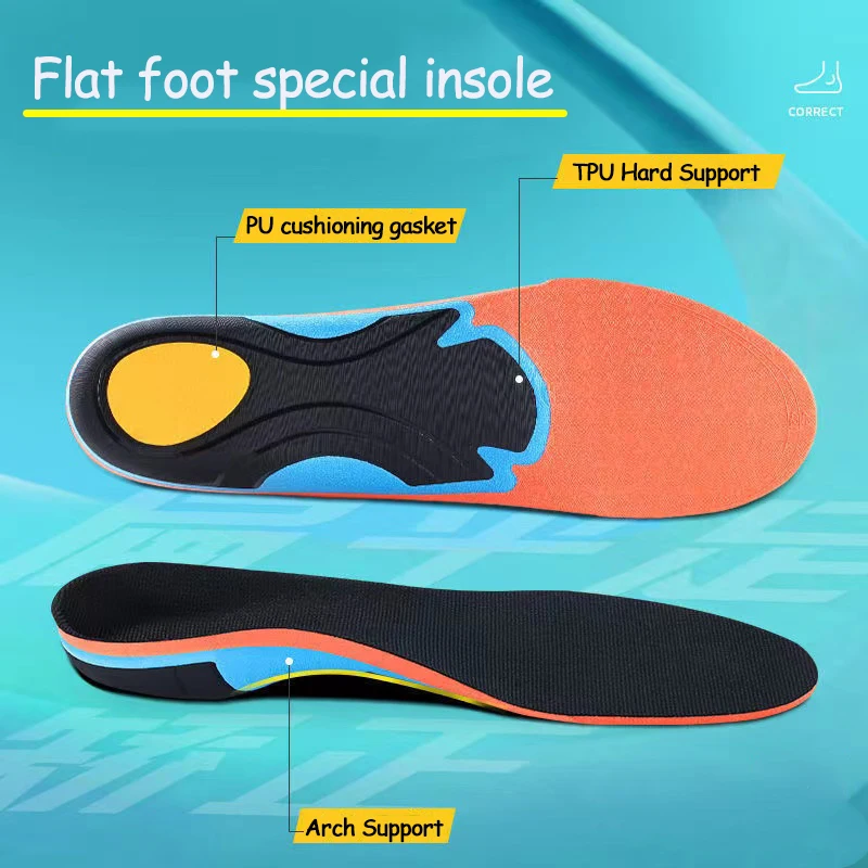 New Flat Foot Correction Insole Unisex Breathable Shock Absorbing EVA Orthopedic Full Pad Comfortable Sports Insole