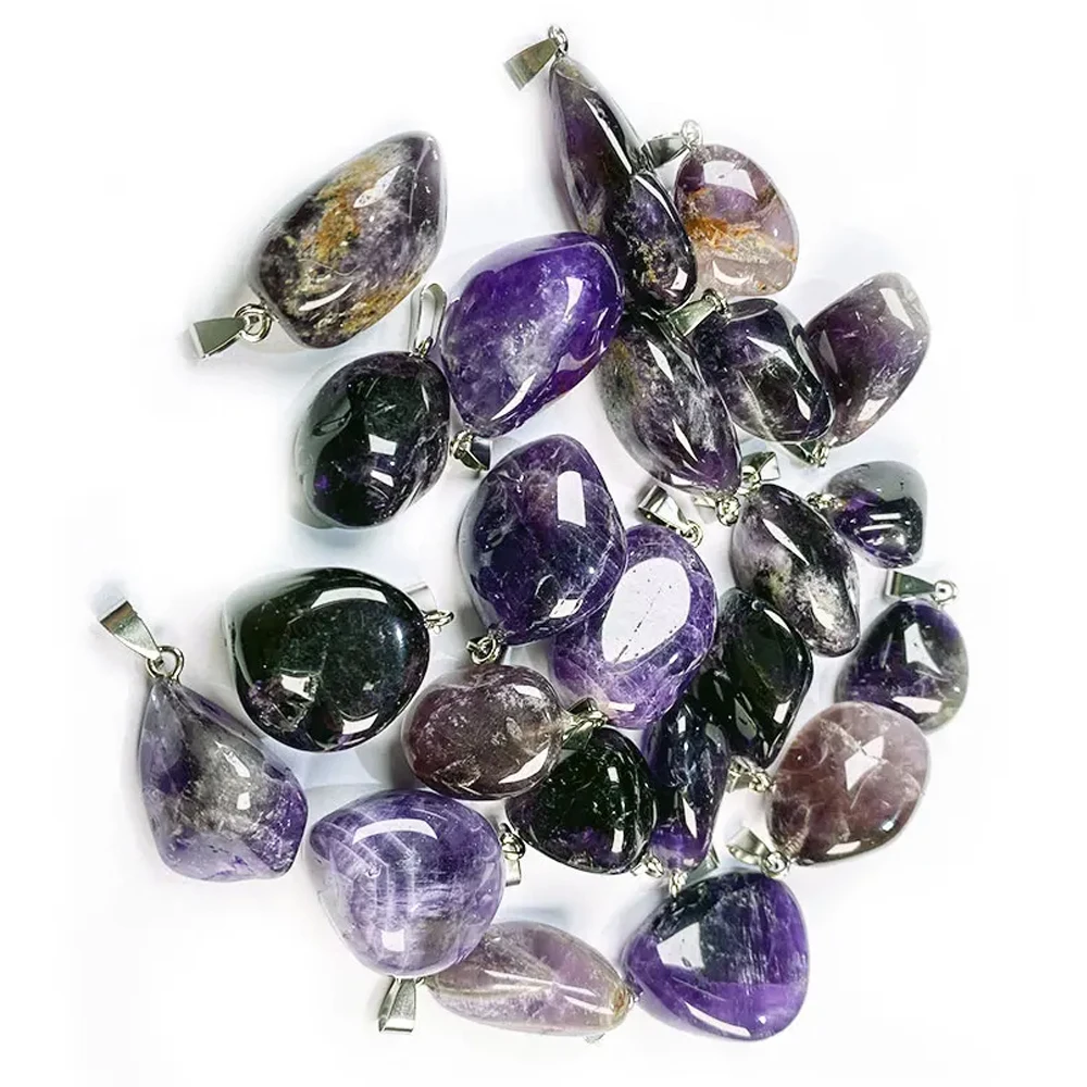 

5pcs/lot Natural Stone Pendant Irregular Purple Quartzs Pendant Necklace for DIY Jewelry Best Birthday Gift 17x20x10-20x12x5mm