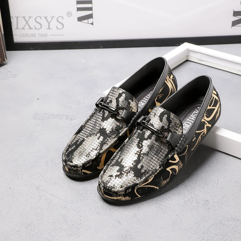 

FIXSYS Mens Leather Casual Shoes Handmade Buckle Casual Loafers Spring Flat Moccasins Italian Black Male Driving Shoes Boat Shoe