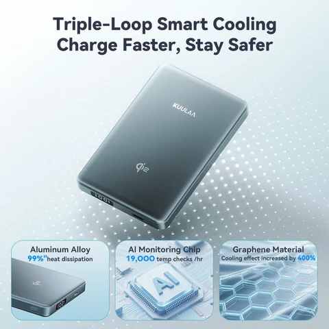 KUULAA Qi2 Магнитный Power Bank 10000 мАч Портативное зарядное устройство PowerBank для Magsafe 15 Вт Беспроводная быстрая зарядка для iPhone 16 Pro Max