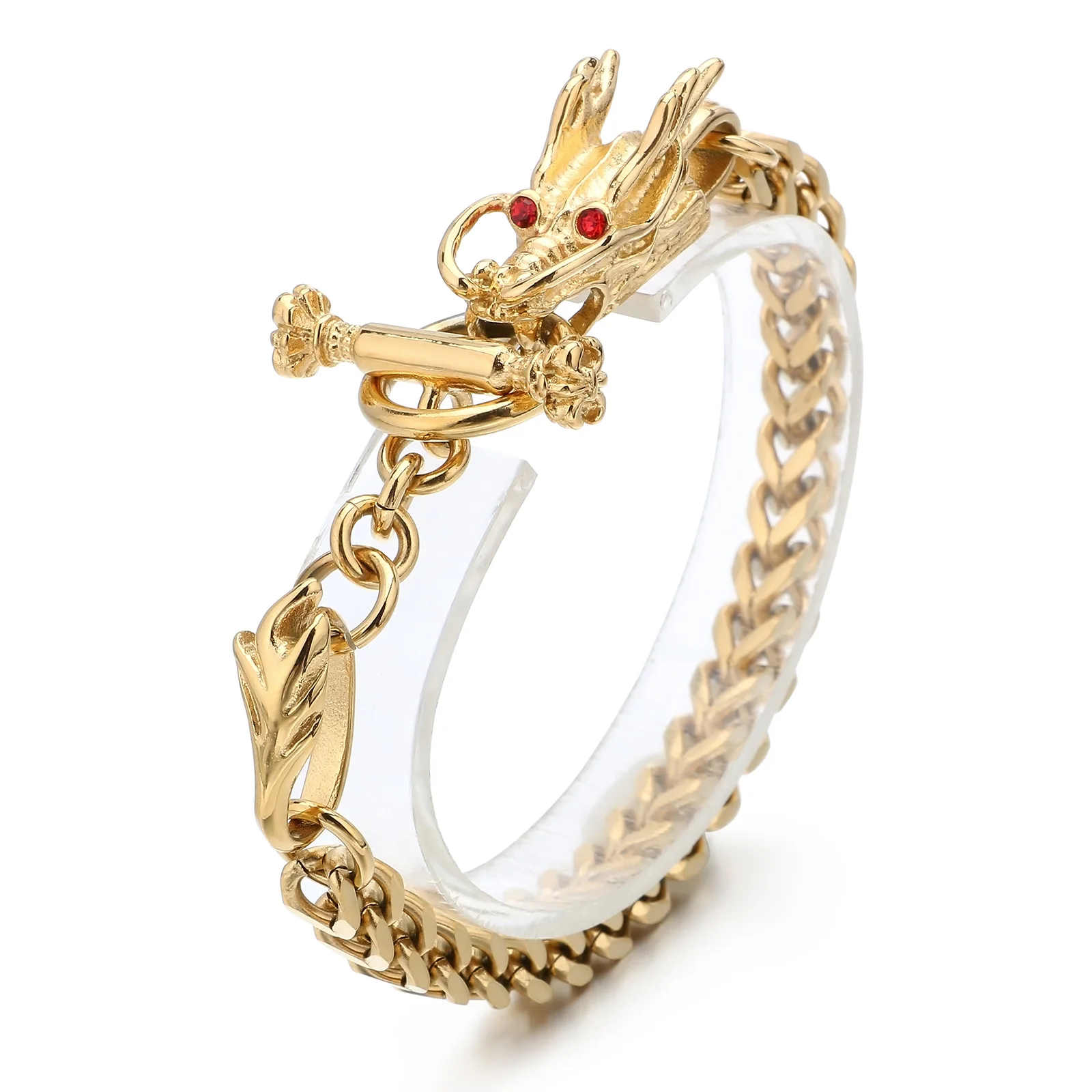 Мужской браслет из нержавеющей стали с головой дракона