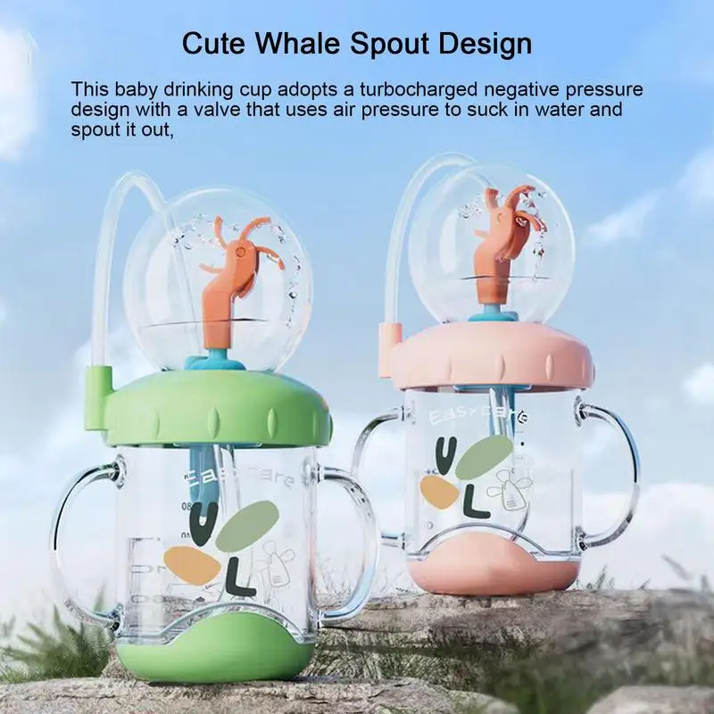 

Baby Straw Cup 220ml Kids Funny Windmill Water Spray Drinking Cup Cartoon Feeding Bottles With Straws Portable Children's Cups