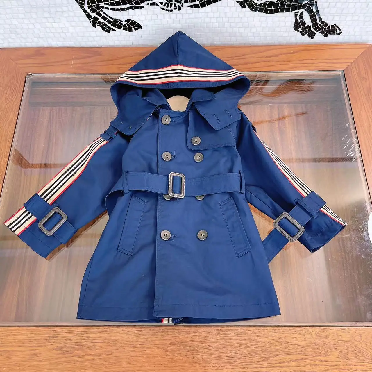 2022 Fall Designer Kids Clothes Boys Coat Windbreaker Long Stripe Children's Outerwear Hoodies Overcoat Teen Boy Coats Autumn images - 6