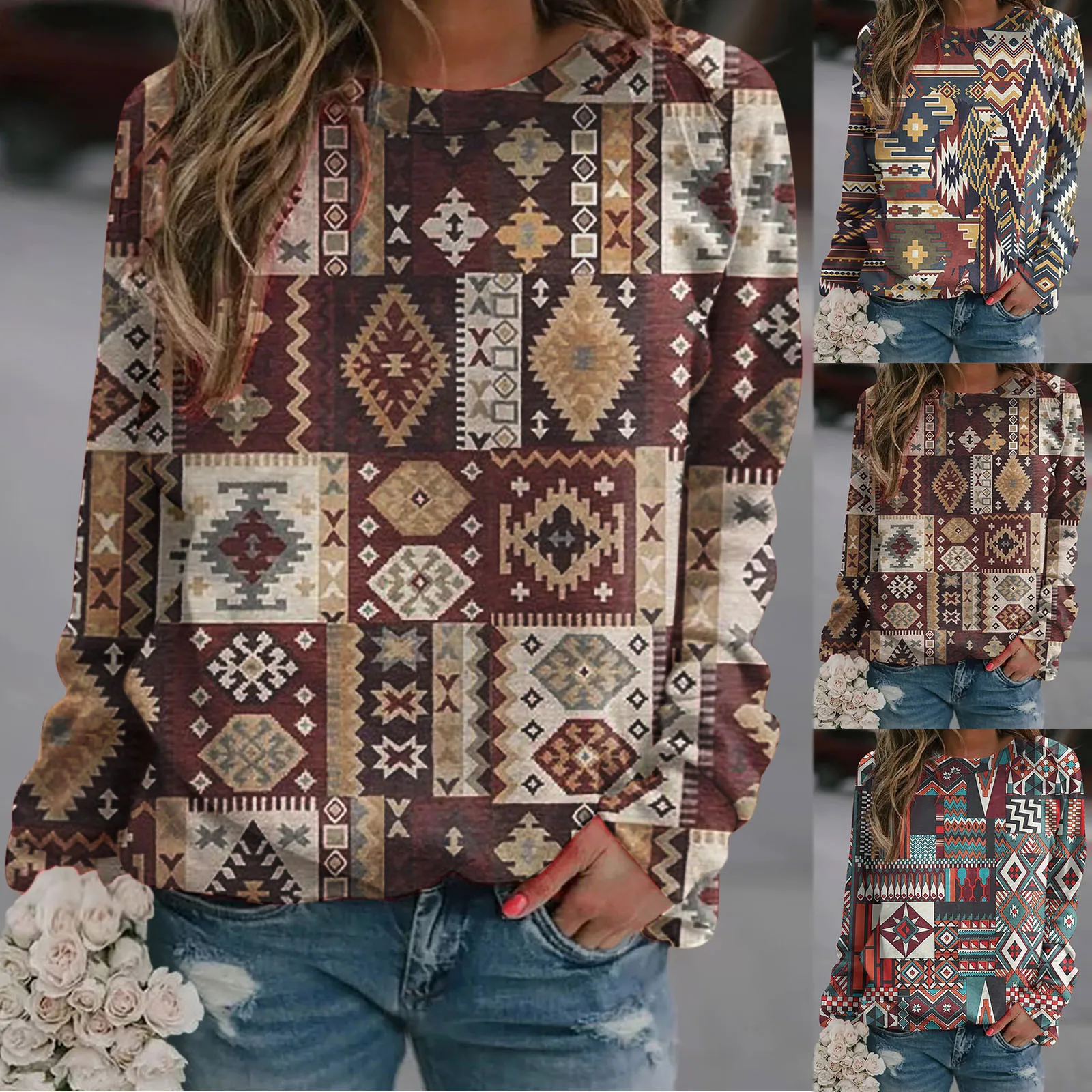 

Женский свитшот с длинным рукавом, с винтажным принтом