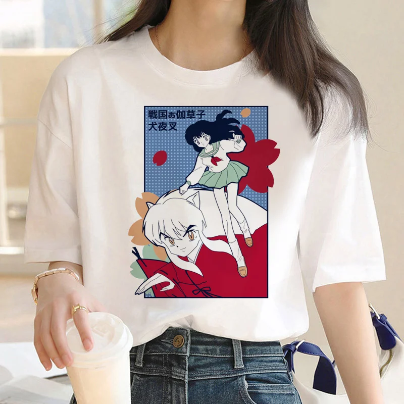 

Одежда inuyasha, летний топ для мужчин, смешная футболка с мангой, аниме y2k, футболка, эстетическая белая футболка