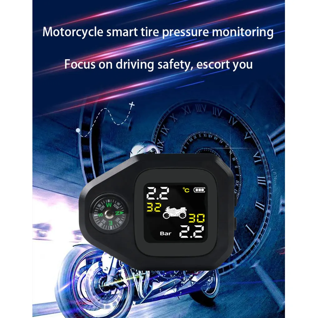 

Шины для мотоцикла датчик давления, Съемная батарея, питание от USB, два устройства, ЖК-дисплей, аксессуары с компасом