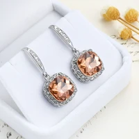 elegant female yellow color cubic zircon dangle earrings simple romantic shiny earring for women wedding party jewelry gifts